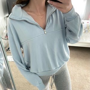 brandy melville baby blue quarter zip sweatshirt